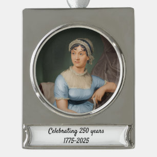 Special 250 Years Commemoration Jane Austen Silver Plated Banner Ornament