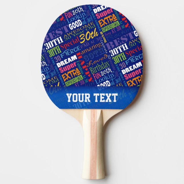 Special 30th Birthday Party Personalised Monogram Ping Pong Paddle (Front)