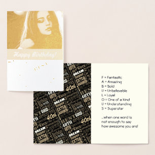 Special 40th Birthday Party Photo Monogram Foil Card
