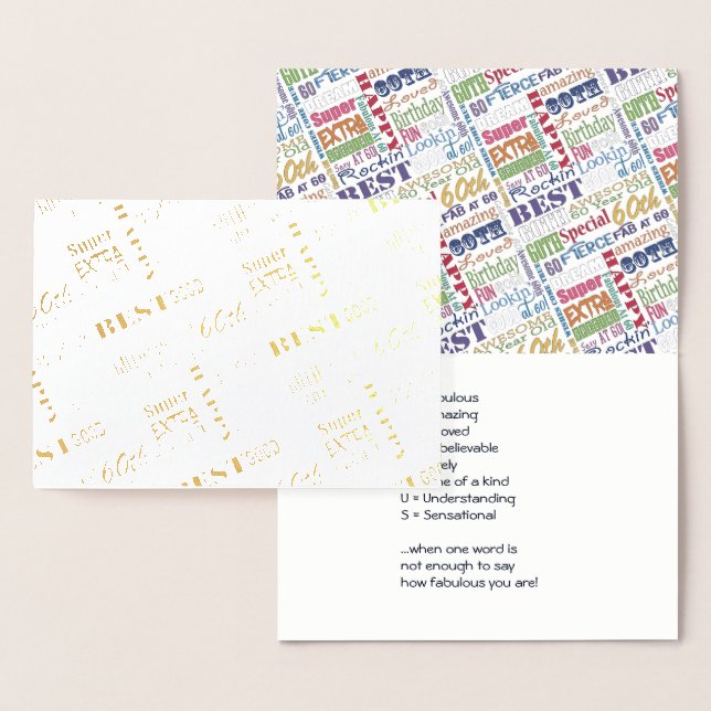 Special 60th Birthday Party Personalised Monogram Foil Card (Display)