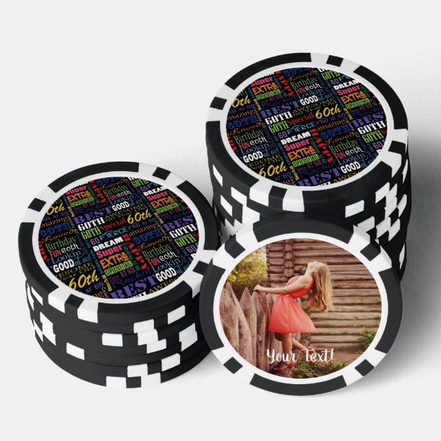 Special 60th Birthday Party Personalised Monogram Poker Chips (Stack)