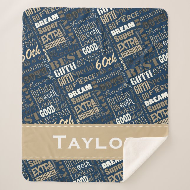 Special 60th Birthday Party Photo Monogram Sherpa Blanket (Front)