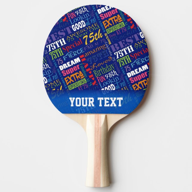 Special  75th Birthday Party Personalised Monogram Ping Pong Paddle (Front)