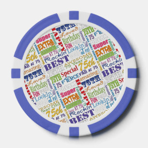 Special 75th Birthday Party Personalised Monogram Poker Chips