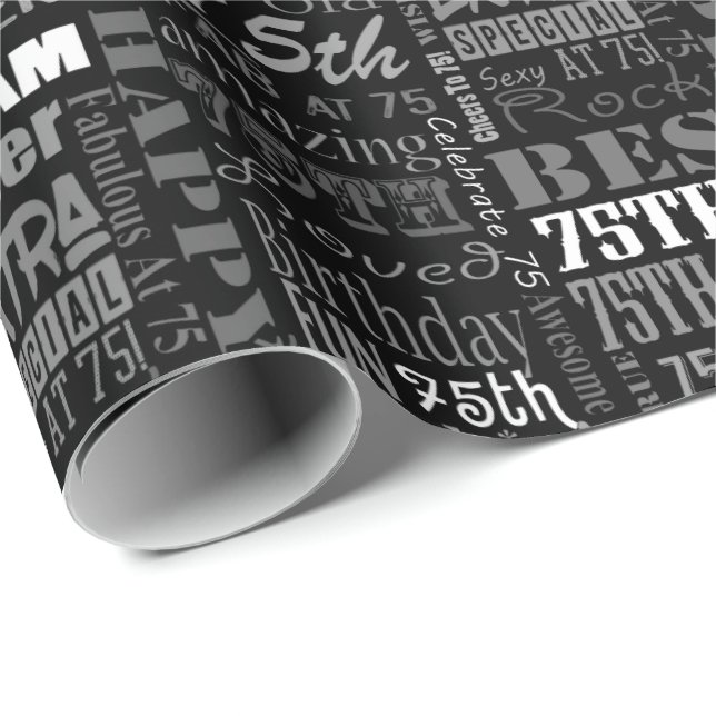 Special  75th Birthday Party Personalised Monogram Wrapping Paper (Roll Corner)