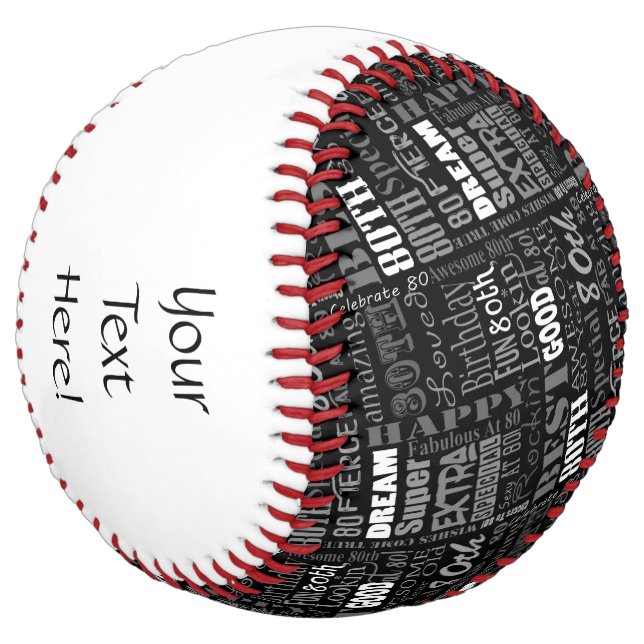 Special 80th Birthday Party Personalised Monogram Softball (Angled)