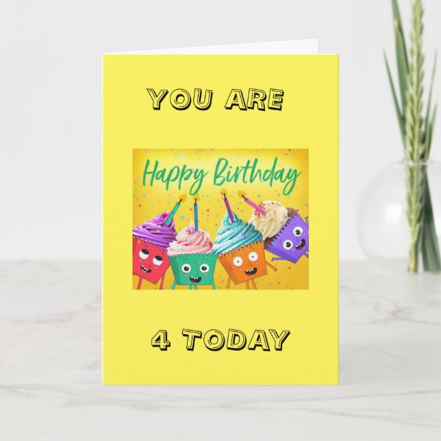 SPECIAL BALLOON WISHES ON *4th BIRTHDAY* CARD (Front)
