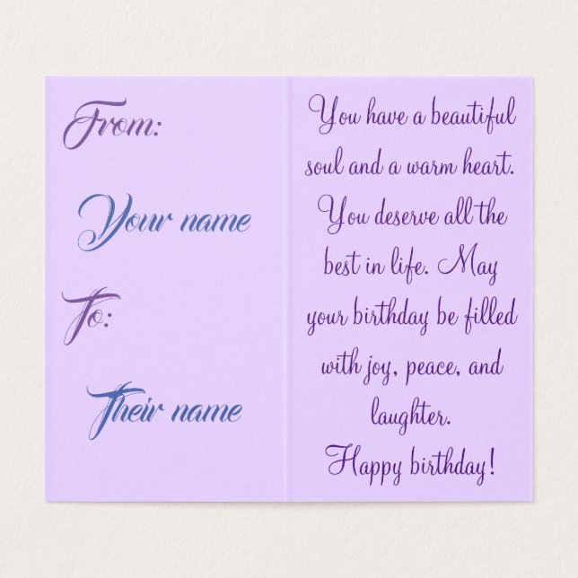 Special Birthday Card (Inside Unfolded)