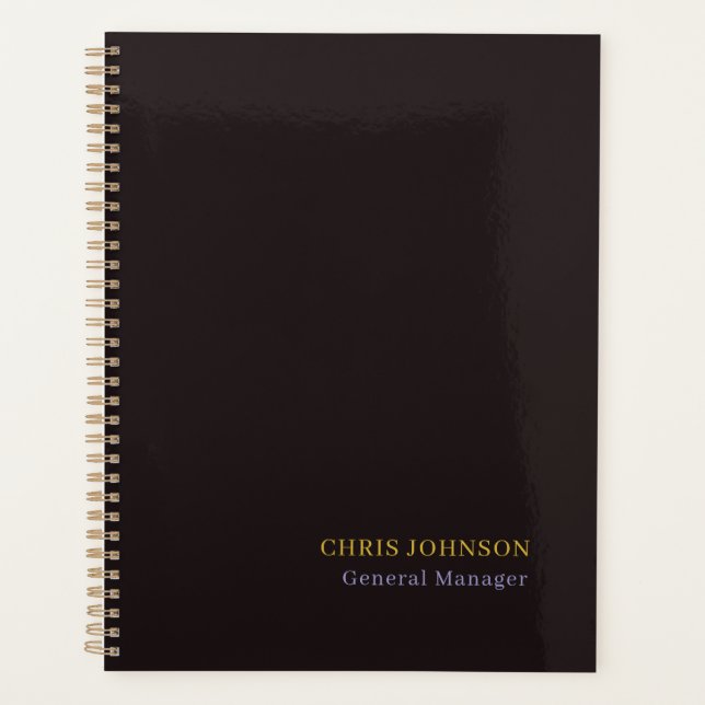 Special Black & Gold Color Plain Own Name Position Planner (Front)