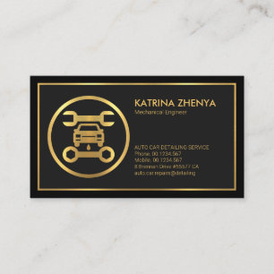 Special Black Grey Gold Frame Car Care Business Card