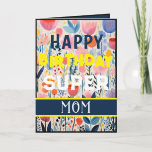  Special Blue Floral Happy Birthday Card