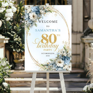 Special Boho eucalyptus floral 80th birthday welco Poster
