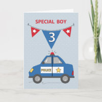 Special Boy 3rd Birthday Blue Police Car