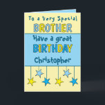 Special brother name blue birthday card<br><div class="desc">Celebrate your amazing brother with this vibrant birthday card! It’s the perfect way to let him know how special he is. Add a personal touch by including his name and a heartfelt birthday message to make his day extra memorable. This card is a great way to say, “Happy Birthday, Brother!”...</div>