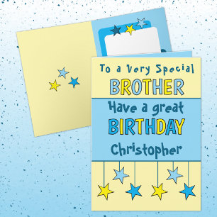 Special brother name blue birthday card
