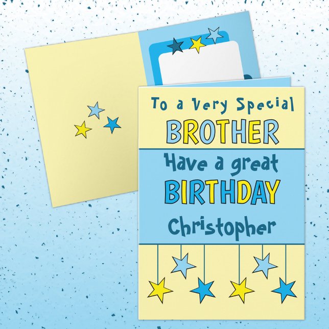 Special brother name blue birthday card (Creator Uploaded)