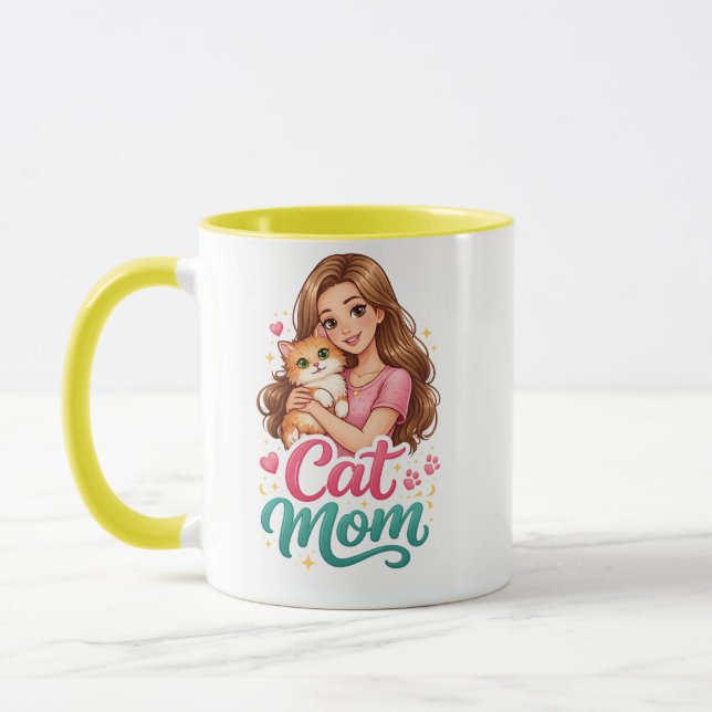 Special Cat Mom Mug – Cute Kitty Lover Coffee Cup  (Left)