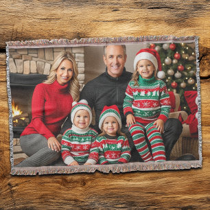 Special Christmas Family Photo Throw Blanket