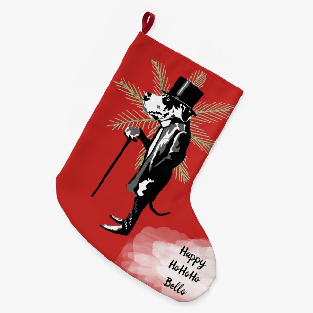 Special Christmas Great Dane Large Christmas Stocking (Front (Hanging))