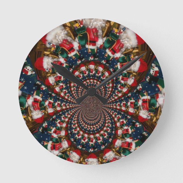 Special Christmas Santa Kaleidoscope Design Round Clock (Front)