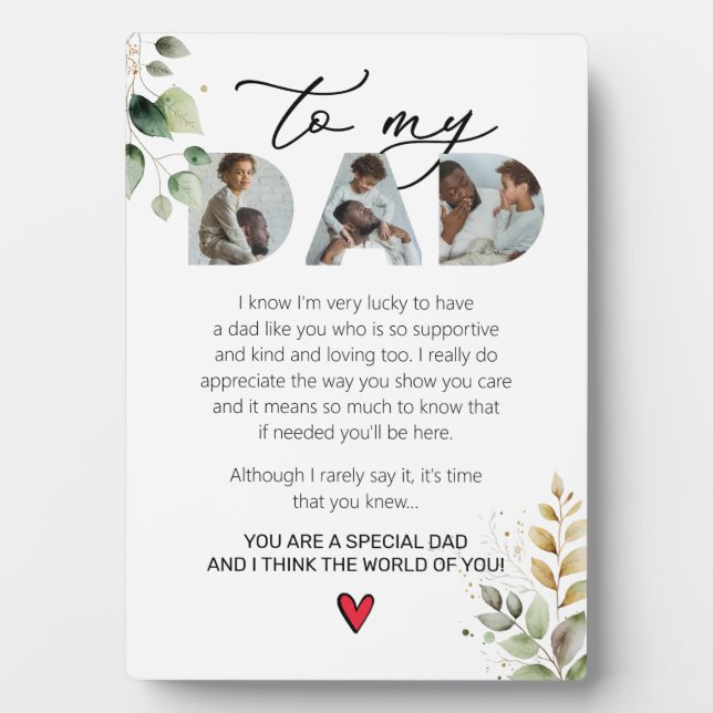 Special Dad Keepsake Saying Eucalyptus  Plaque (Front)