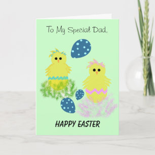 Special Dad Yellow Chicks Easter Holiday Card