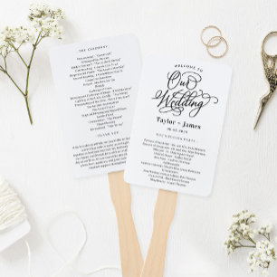 Special Day EDITABLE COLOR Wedding Program Hand Fan