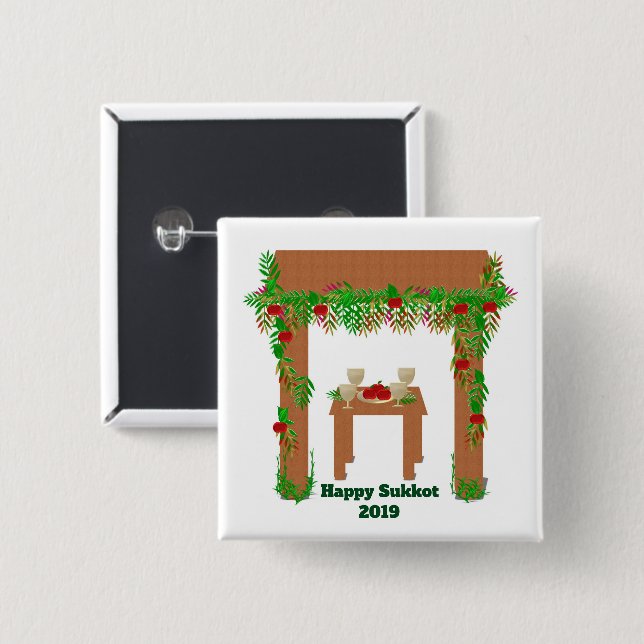 special day Happy Sukkot 15 Cm Square Badge (Front & Back)
