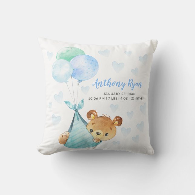 Special Delivery Bear Cub Baby Shower Cushion (Front)