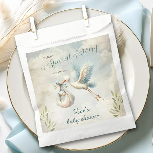 Special Delivery Blue Vintage Stork Baby Shower Favour Bags