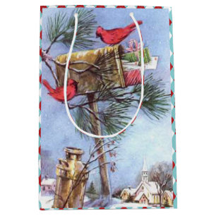 Special Delivery, Cardinals at a Snowy Mailbox Medium Gift Bag