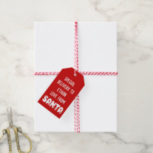 Special Delivery Child Name From Santa White Red  Gift Tags