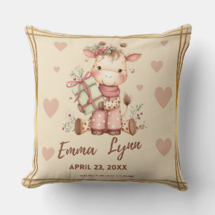 Special Delivery Christmas Giraffe Baby Shower Cushion