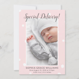 Special Delivery Cute Photo Birth Announcement