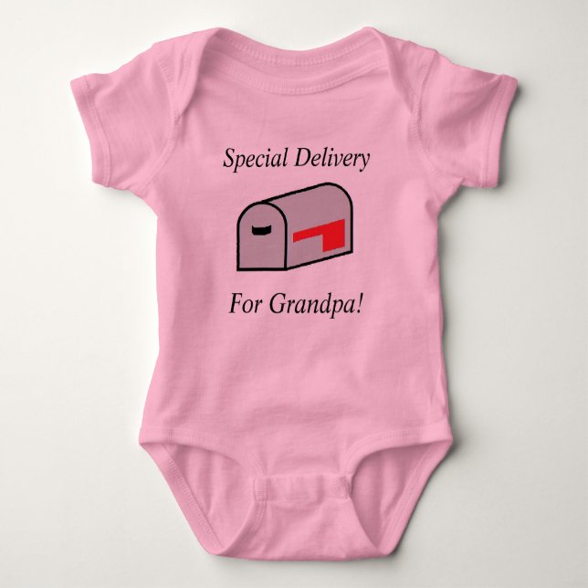 Special Delivery For Grandpa Jersey Baby Bodysuit (Front)