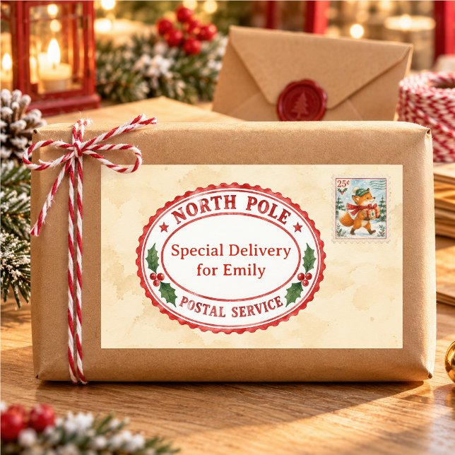 Special Delivery for Name from North Pole Rectangular Sticker (Creator Uploaded)