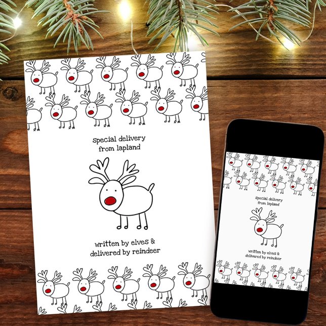 Special Delivery from Lapland Personalised Kids Holiday Card (Christmas Card from Santa. Buy professionally printed or as a printable digital download.)