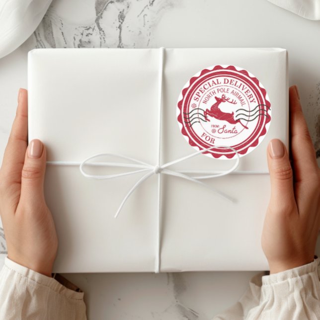 Special Delivery From Santa Christmas Gift Classic Round Sticker (Creator Uploaded)