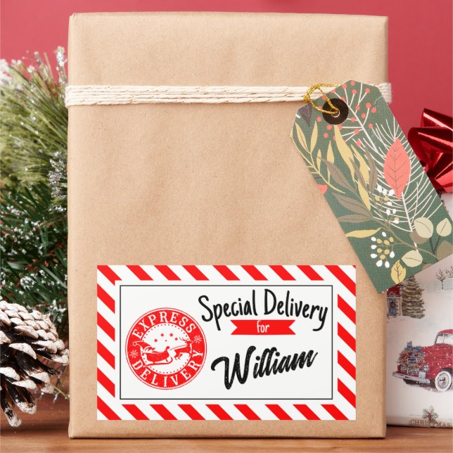 Special delivery from santa Christmas gift  Rectangular Sticker (Holiday)