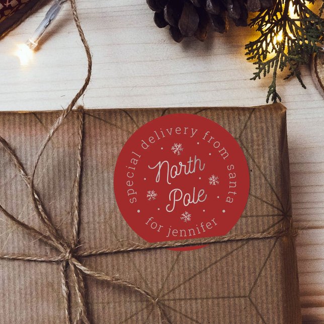 Special Delivery From Santa North Pole Christmas Classic Round Sticker (Creator Uploaded)