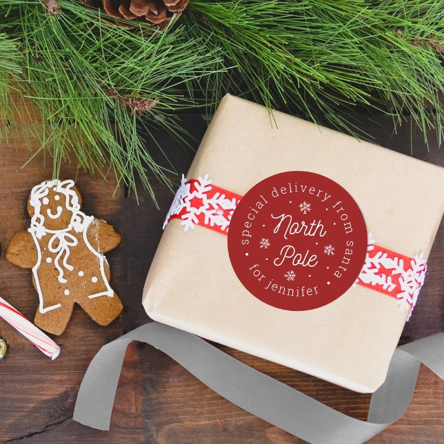 Special Delivery From Santa North Pole Christmas Classic Round Sticker (Creator Uploaded)