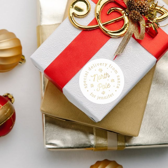 Special Delivery From Santa North Pole Christmas Classic Round Sticker (Creator Uploaded)