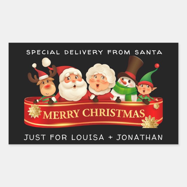 Special Delivery From Santa Red Christmas CUTE Rectangular Sticker (Front)