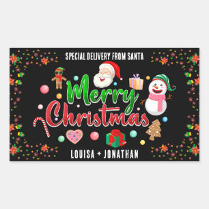 Special Delivery From Santa Red Christmas Rectangular Sticker