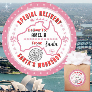 Special Delivery from Santa to Child in Australia  Classic Round Sticker