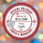 Special Delivery from Santa to Child Present Label<br><div class="desc">*** Recommend the 3" stickers for this adorable and cute To and From special delivery from Santa gift sticker tag. It's also easier to write on the Matte finish.*** Make your Christmas gifts stand out with these fun colourful & personalised sticker labels. The design features a Special Delivery theme from...</div>