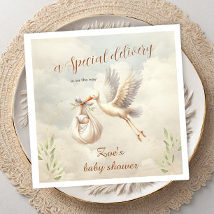 Special Delivery Gender Neutral Stork Baby Shower Napkin