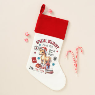 Special delivery horse add name gift  christmas stocking