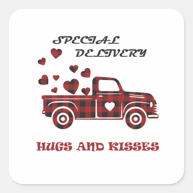 Special delivery hugs and kisses square sticker (Front)