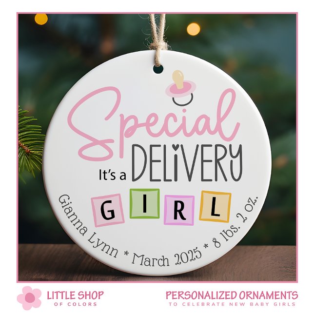 Special Delivery It’s a Girl Photo Ceramic Tree Decoration (Creator Uploaded)